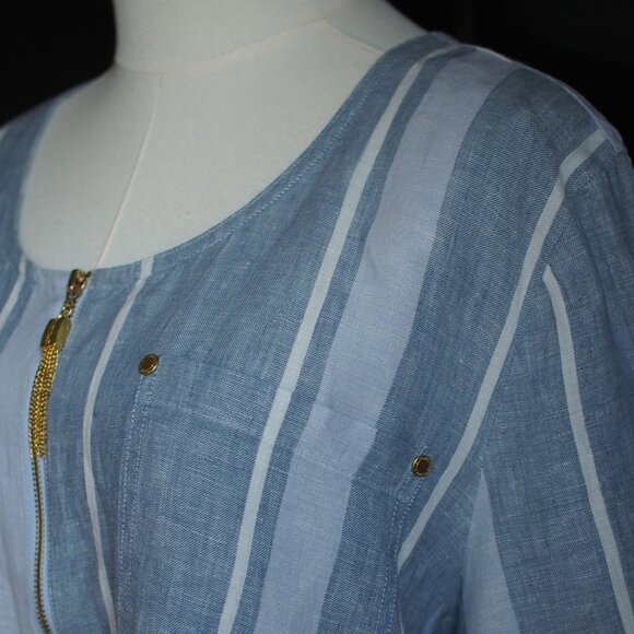 Ellen Tracy  Like NEW| Linen Striped Top - Picture 6 of 9